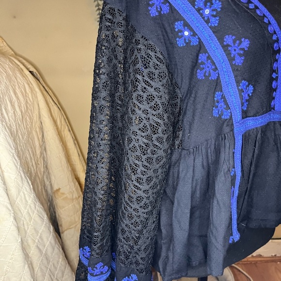 Free People Black and Purple Embroidered Blouse - Picture 4 of 5